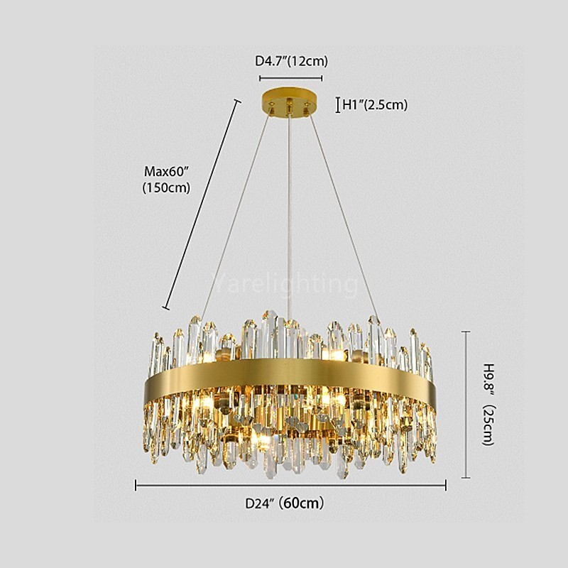 Modern Round Crystal Chandelier 24"D