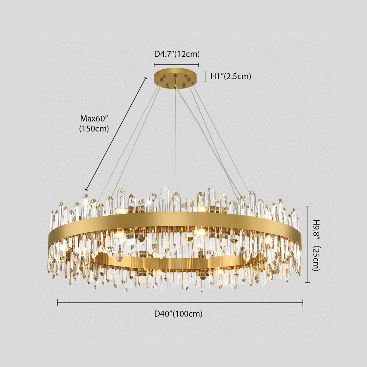 Modern Round Crystal Chandelier 40D