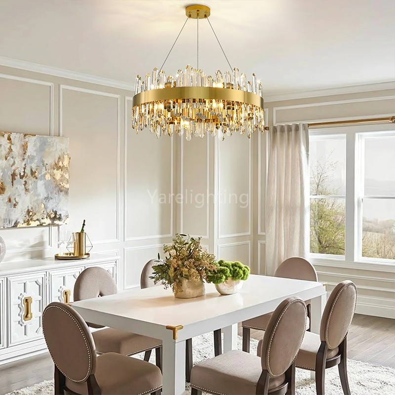 Modern Round Crystal Chandelier 24"D