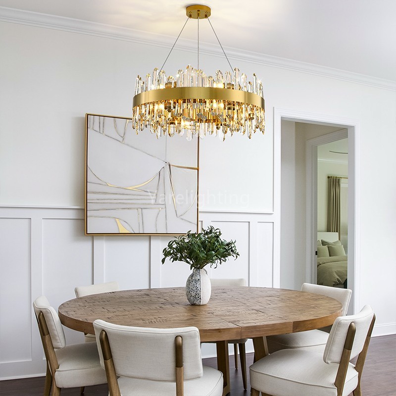 Modern Round Crystal Chandelier 24"D