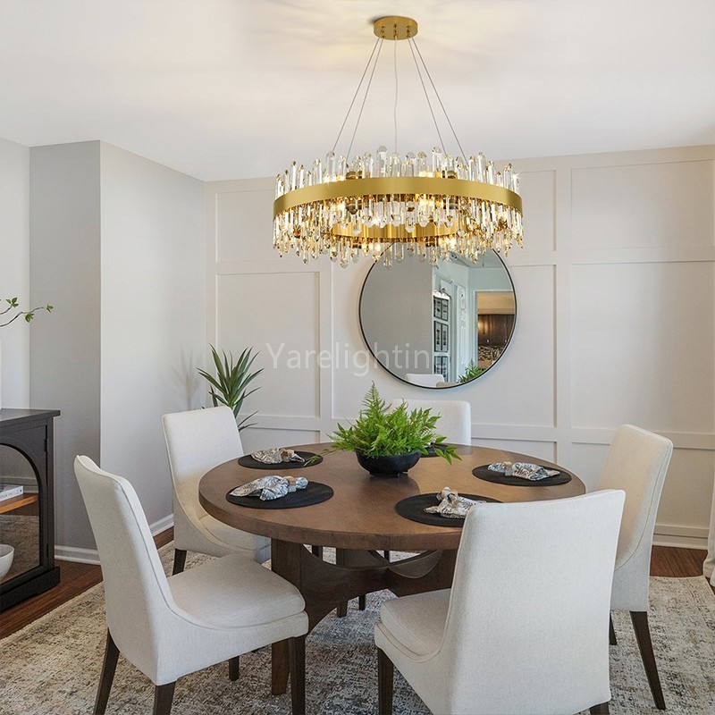 Modern Round Crystal Chandelier 32"D