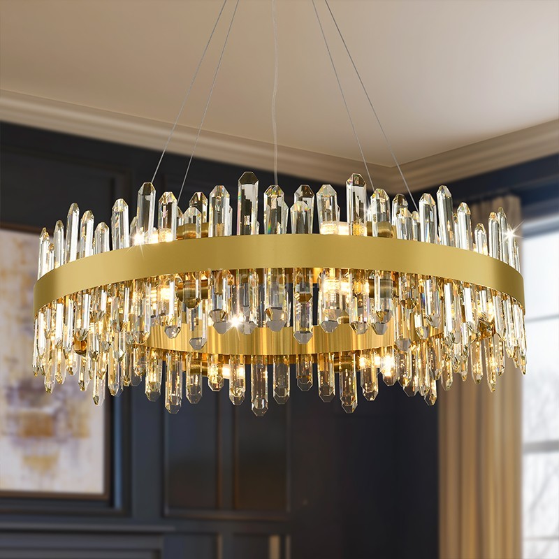 Modern Round Crystal Chandelier 32"D