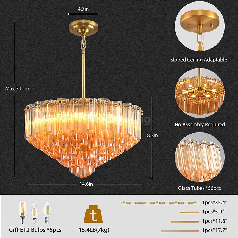 Modern Round Dining Room Chandelier 14"D
