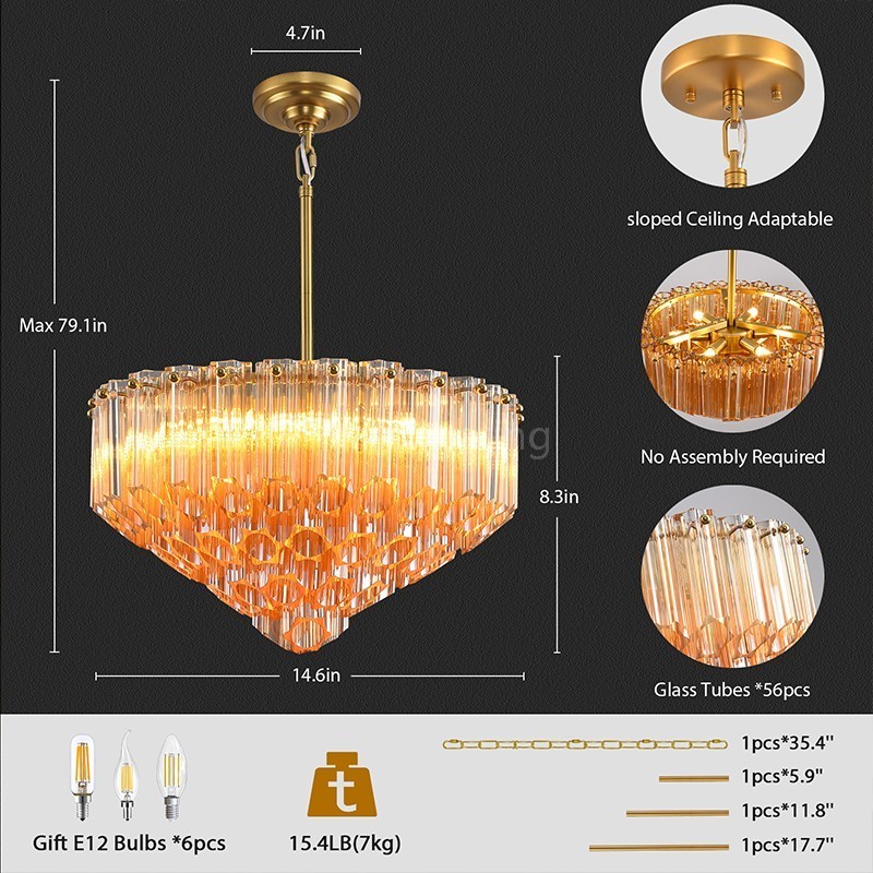 Modern Round Dining Room Chandelier 14"D