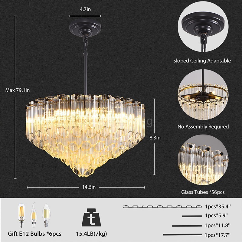Modern Round Dining Room Chandelier 14"D