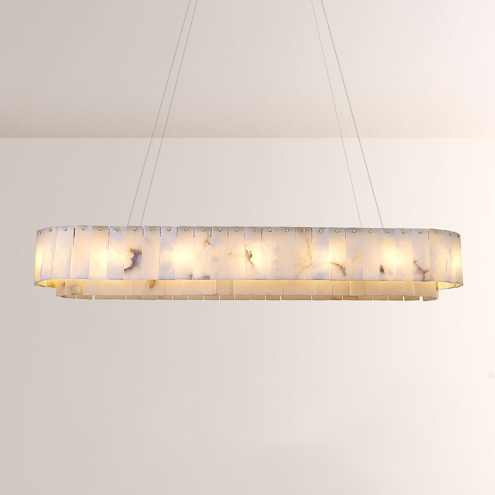 Modern Sawyer Alabaster Rectangle Chandelier 