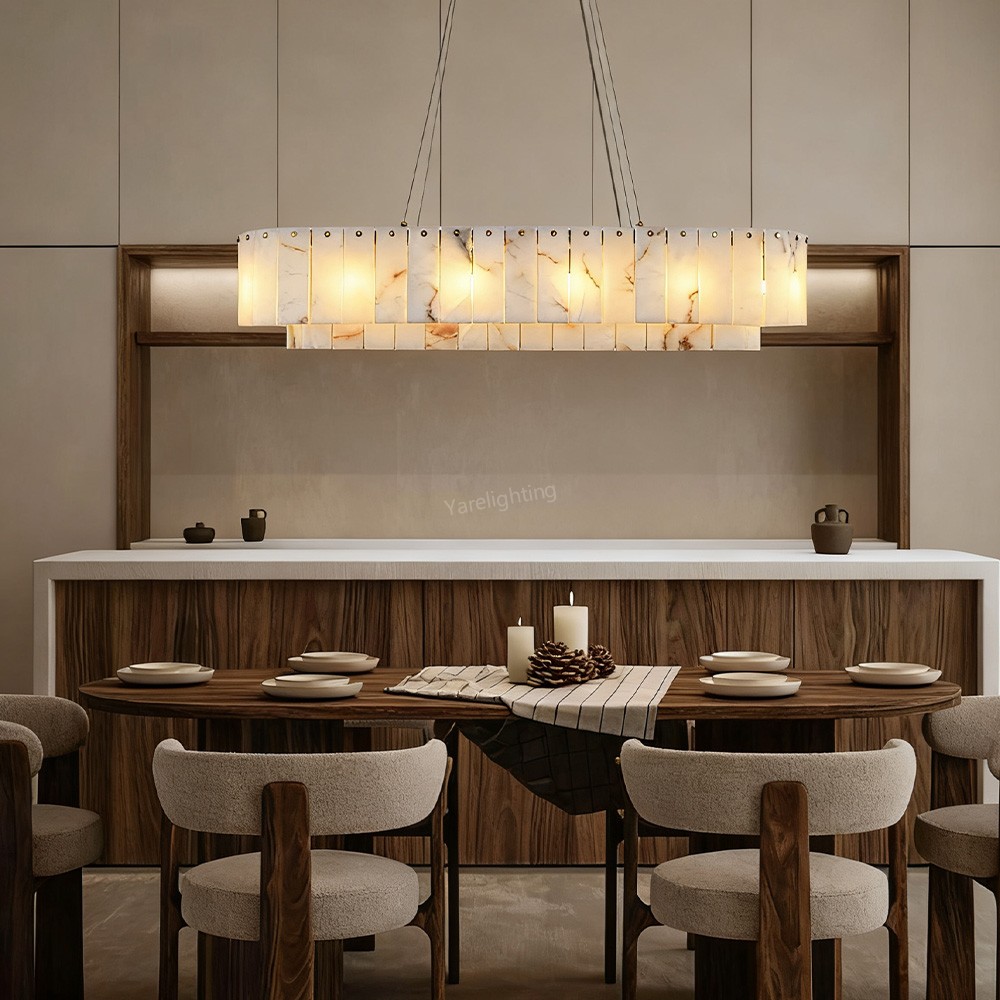 Modern Sawyer Alabaster Rectangle Chandelier 