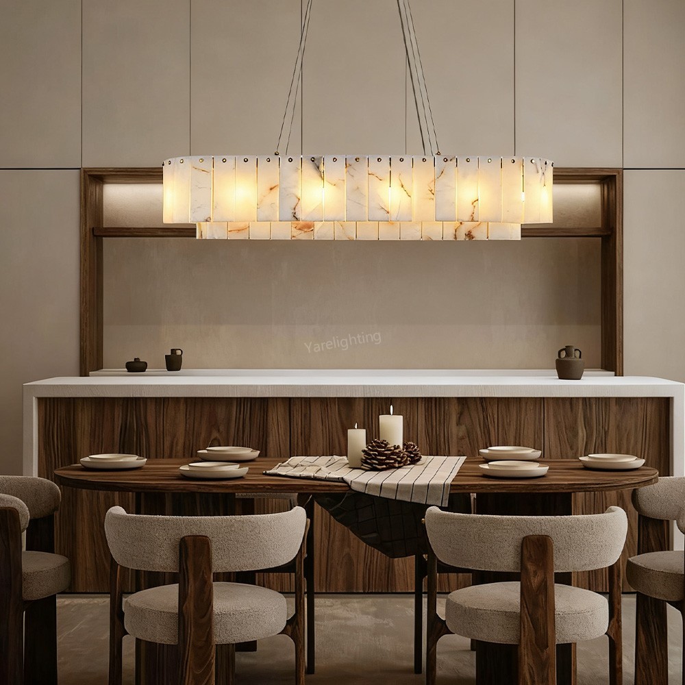 Modern Sawyer Alabaster Rectangle Chandelier 