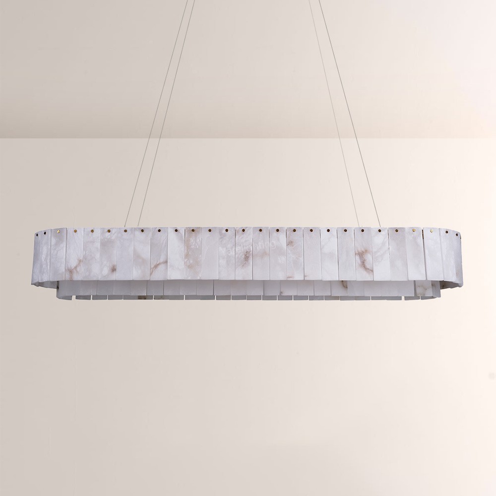 Modern Sawyer Alabaster Rectangle Chandelier 