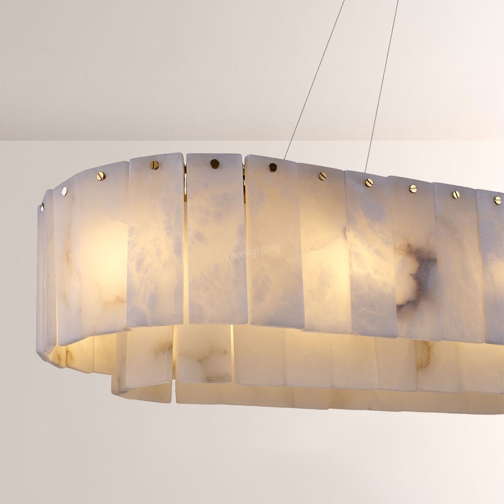 Modern Sawyer Alabaster Rectangle Chandelier 