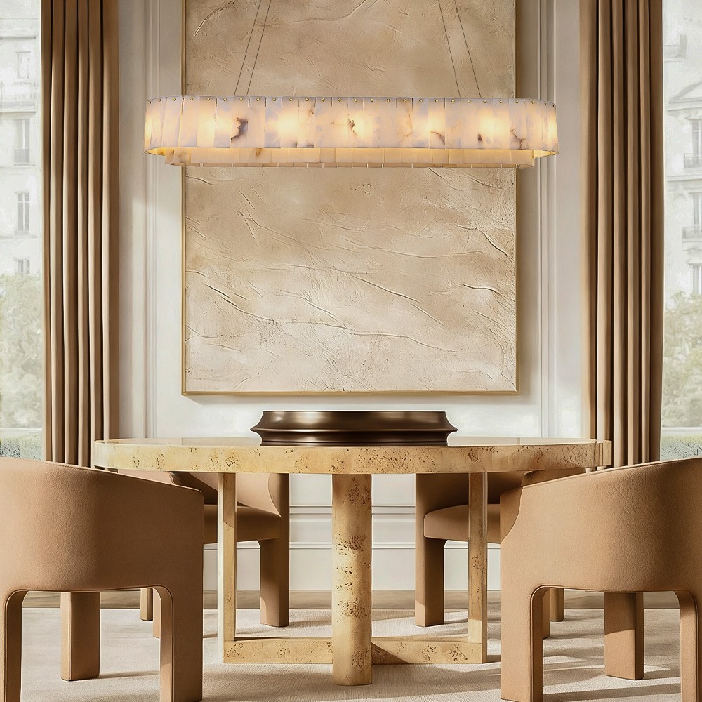 Modern Sawyer Alabaster Rectangle Chandelier 
