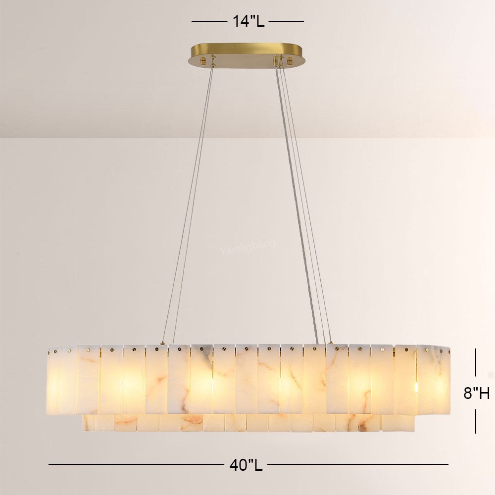 Modern Sawyer Alabaster Rectangle Chandelier 