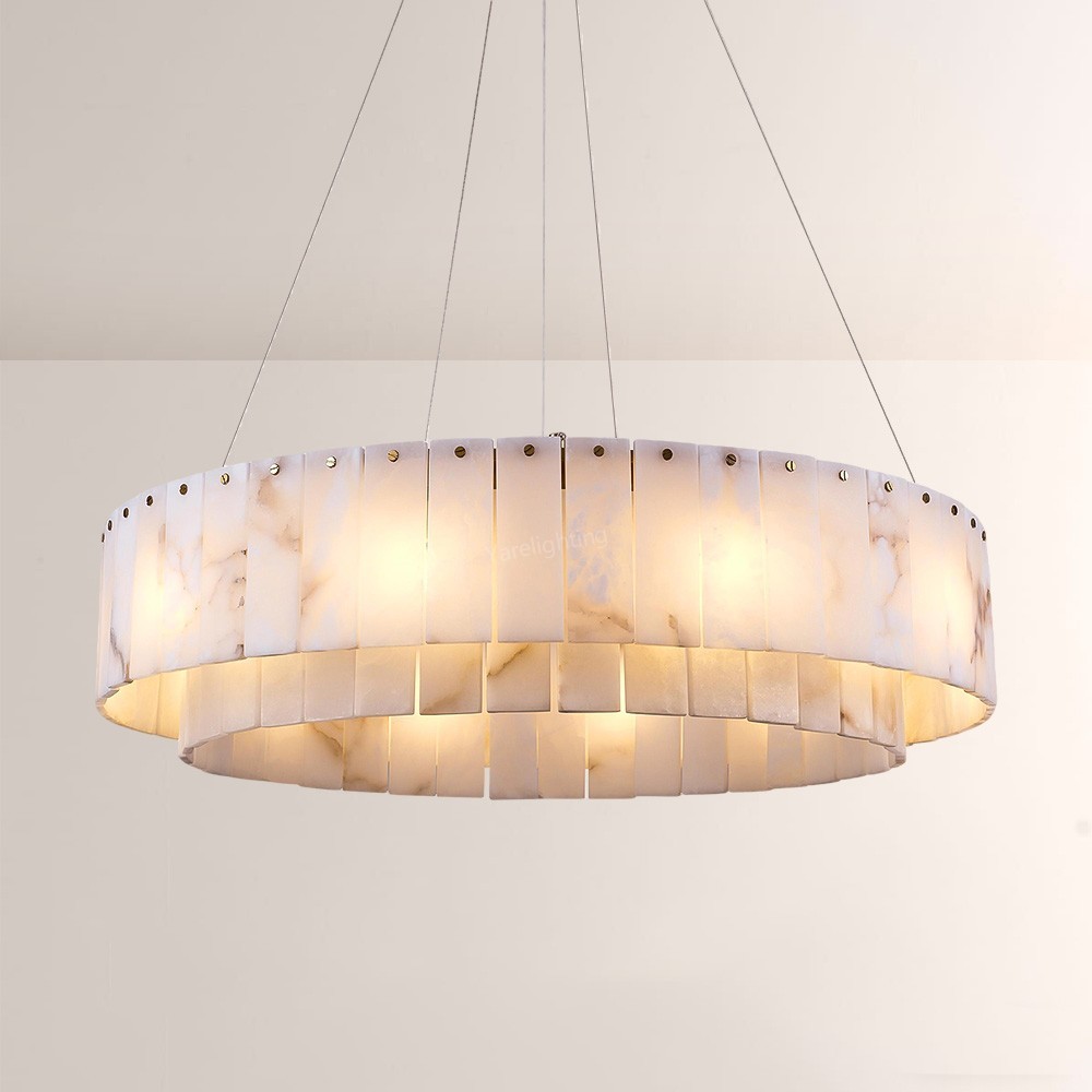Modern Sawyer Alabaster Round Chandelier