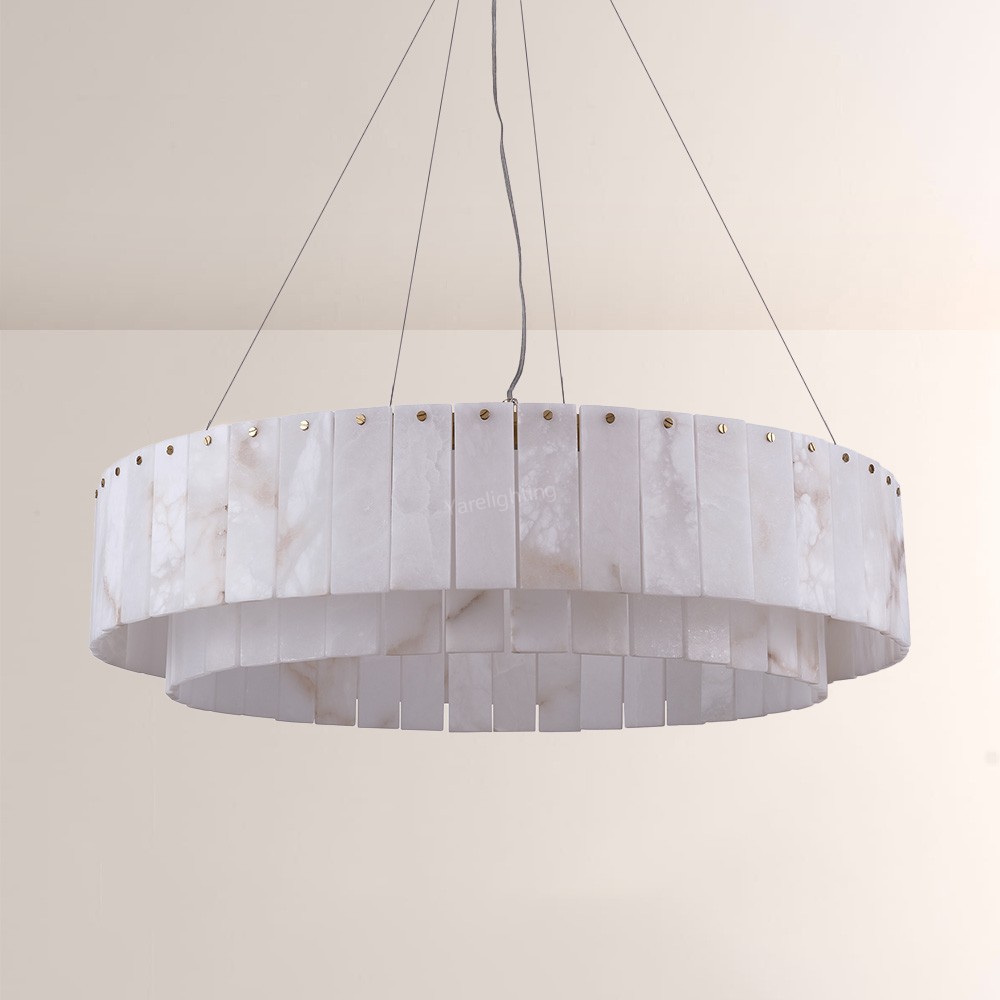 Modern Sawyer Alabaster Round Chandelier