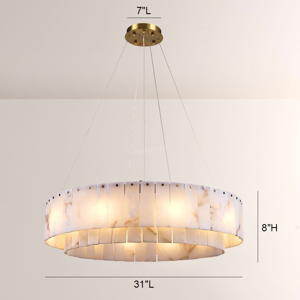 Modern Sawyer Alabaster Round Chandelier