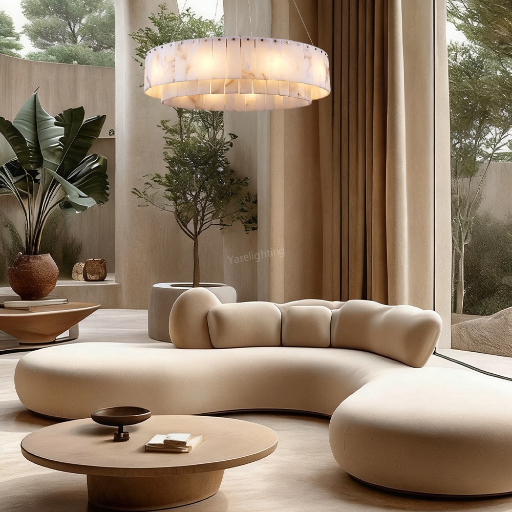 Modern Sawyer Alabaster Round Chandelier