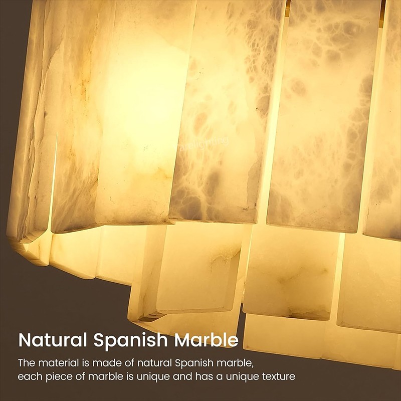 Modern Spanish Alabaster Linear Chandelier