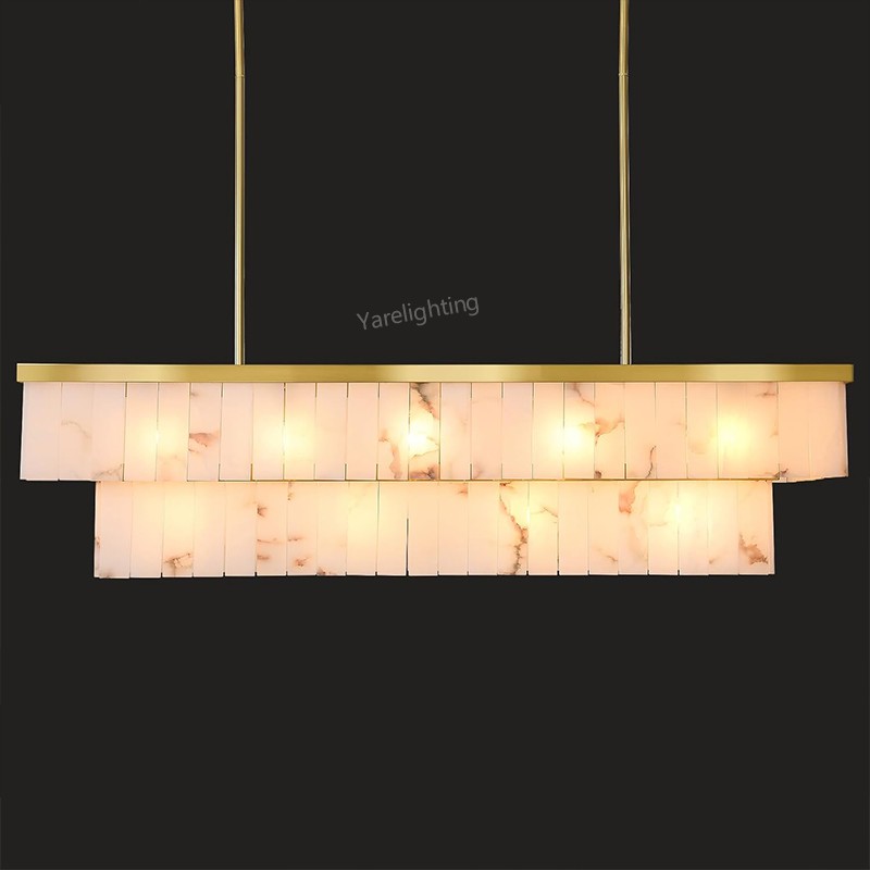 Modern Spanish Alabaster Rectangle Chandelier,in stock,quick delivery