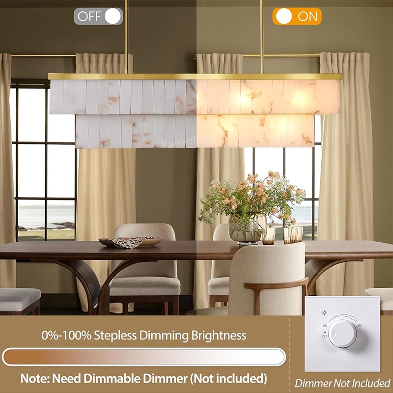 Modern Spanish Alabaster Rectangle Chandelier