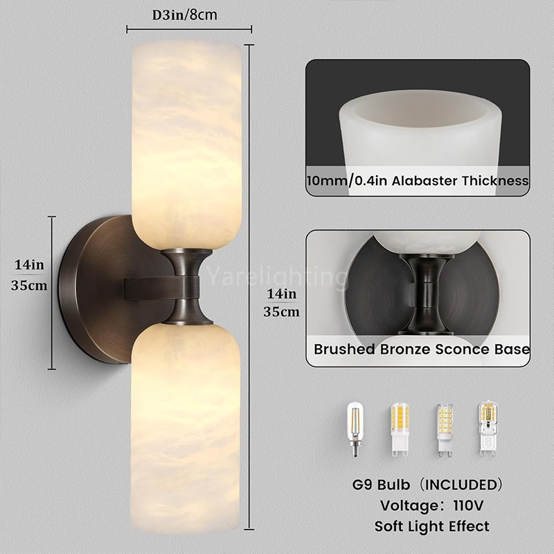 Modern Spanish Alabaster Double Wall Sconce