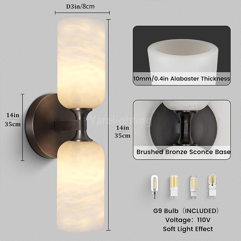 Modern Spanish Alabaster Double Wall Sconce