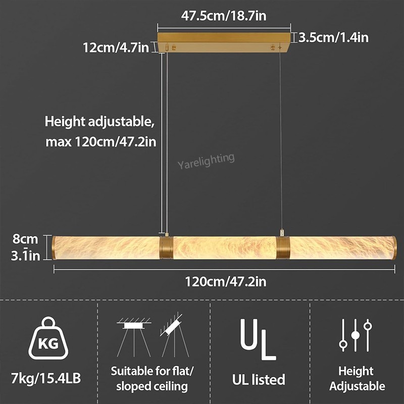 Modern Spanish Alabaster Tube Chandelier