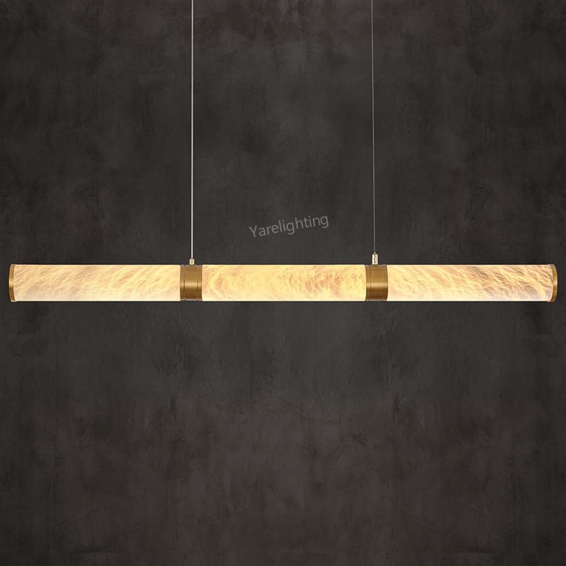 Modern Spanish Alabaster Tube Chandelier