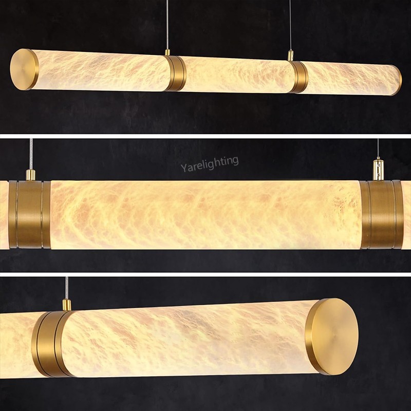 Modern Spanish Alabaster Tube Chandelier