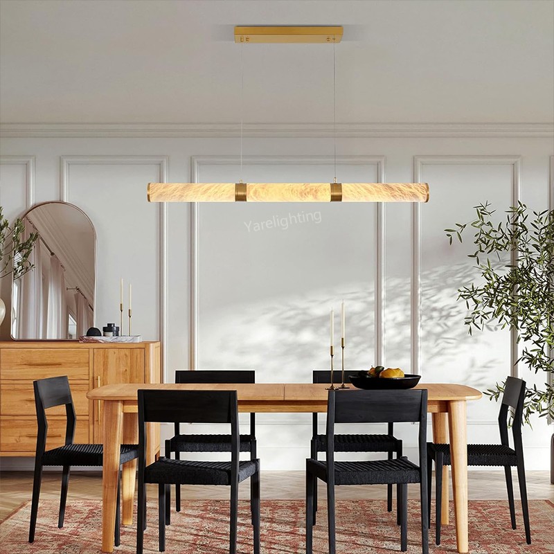 Modern Spanish Alabaster Tube Chandelier