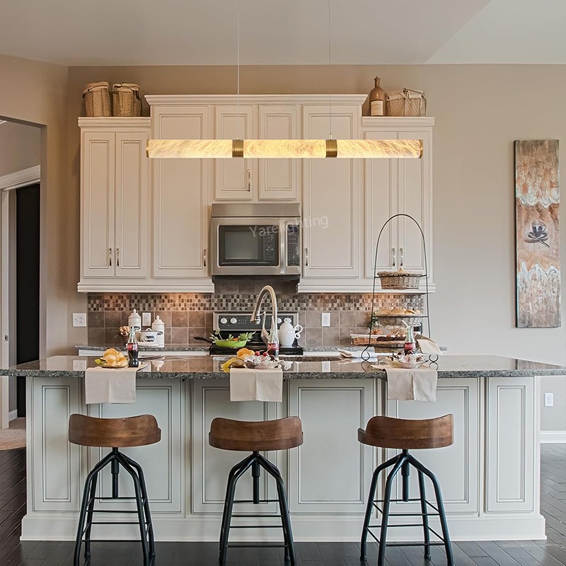 Modern Spanish Alabaster Tube Chandelier