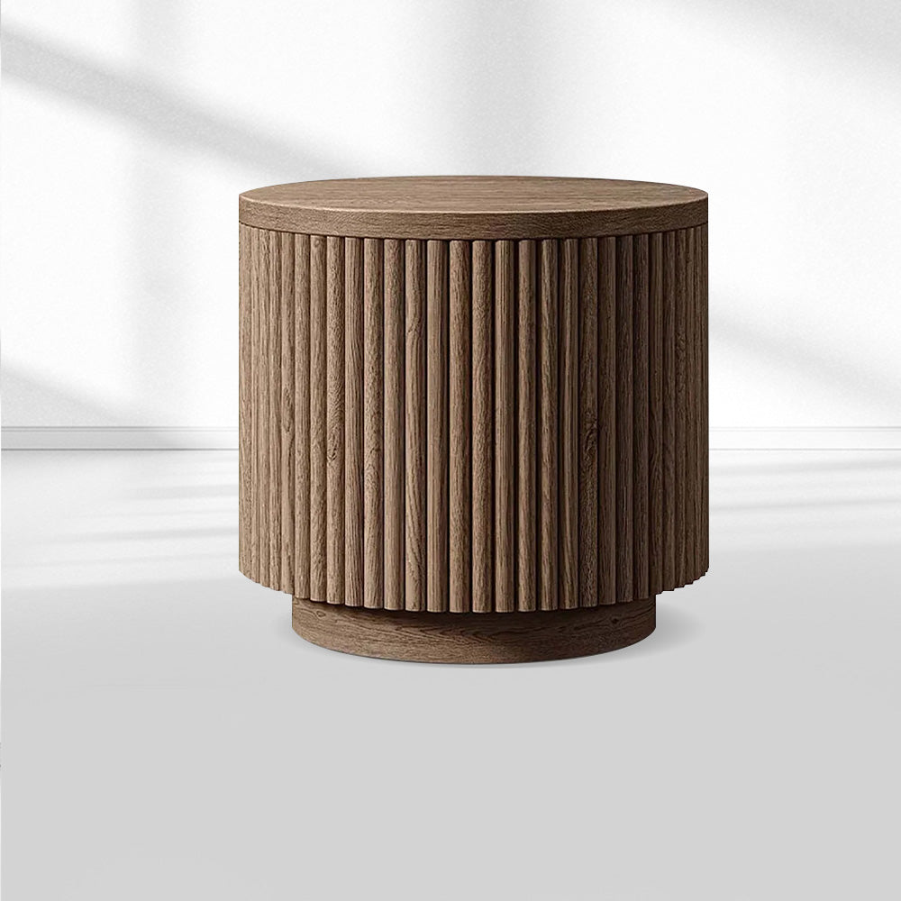 Mulho Wood Round Side Table, RH designer's self-created brand