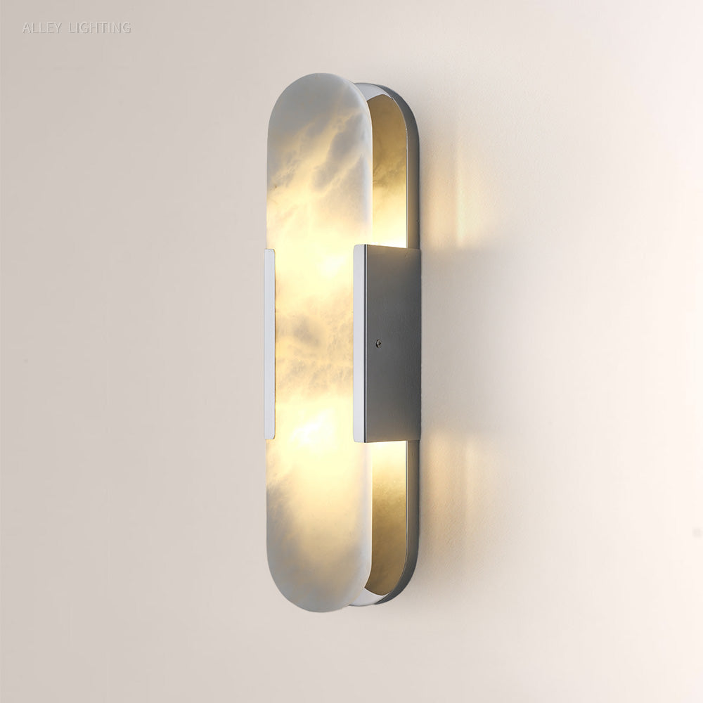 Modern OpalEdge Oval Alabaster Wall Sconce