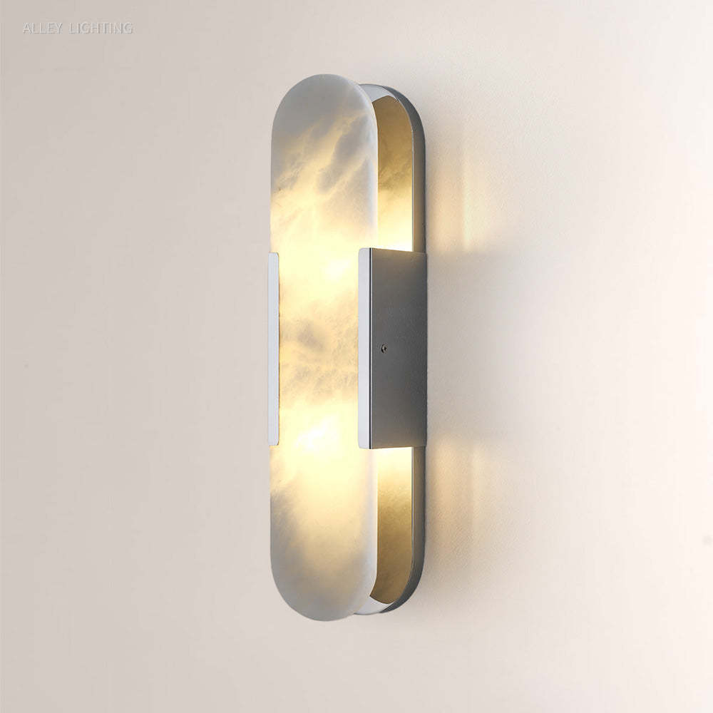 Modern OpalEdge Oval Alabaster Wall Sconce