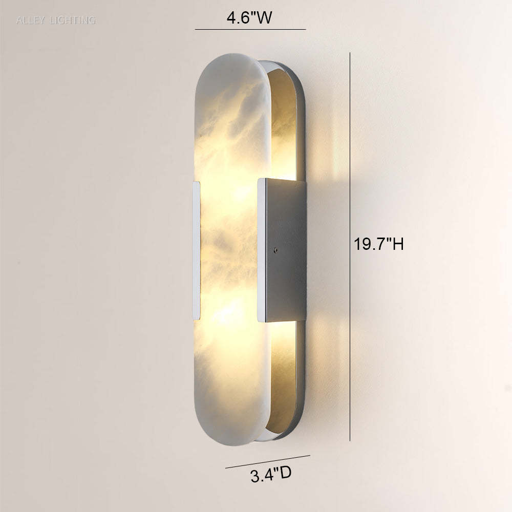 Modern OpalEdge Oval Alabaster Wall Sconce