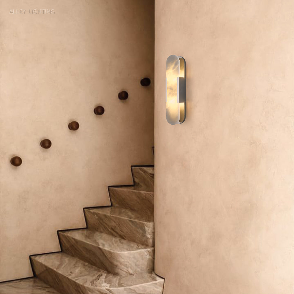 Modern OpalEdge Oval Alabaster Wall Sconce