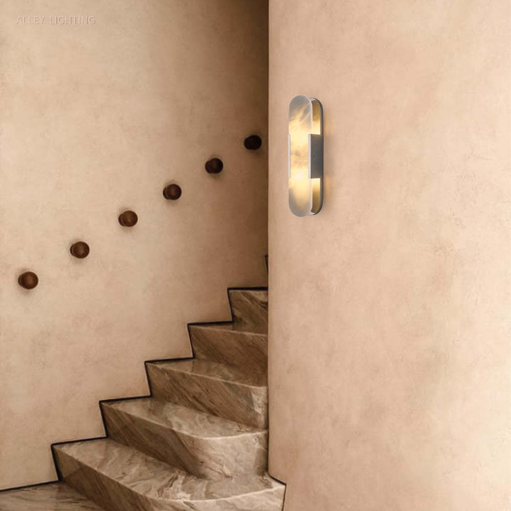 Modern OpalEdge Oval Alabaster Wall Sconce