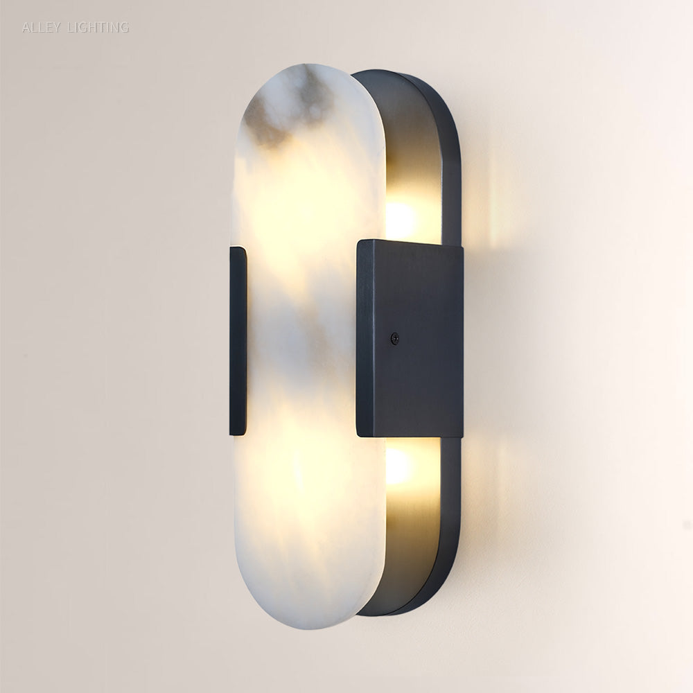 Modern OpalEdge Oval Alabaster Wall Sconce