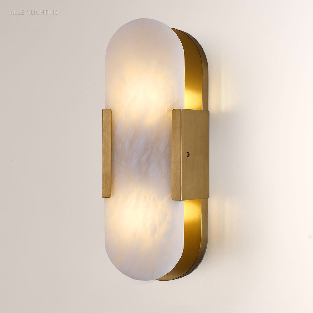Modern OpalEdge Oval Alabaster Wall Sconce