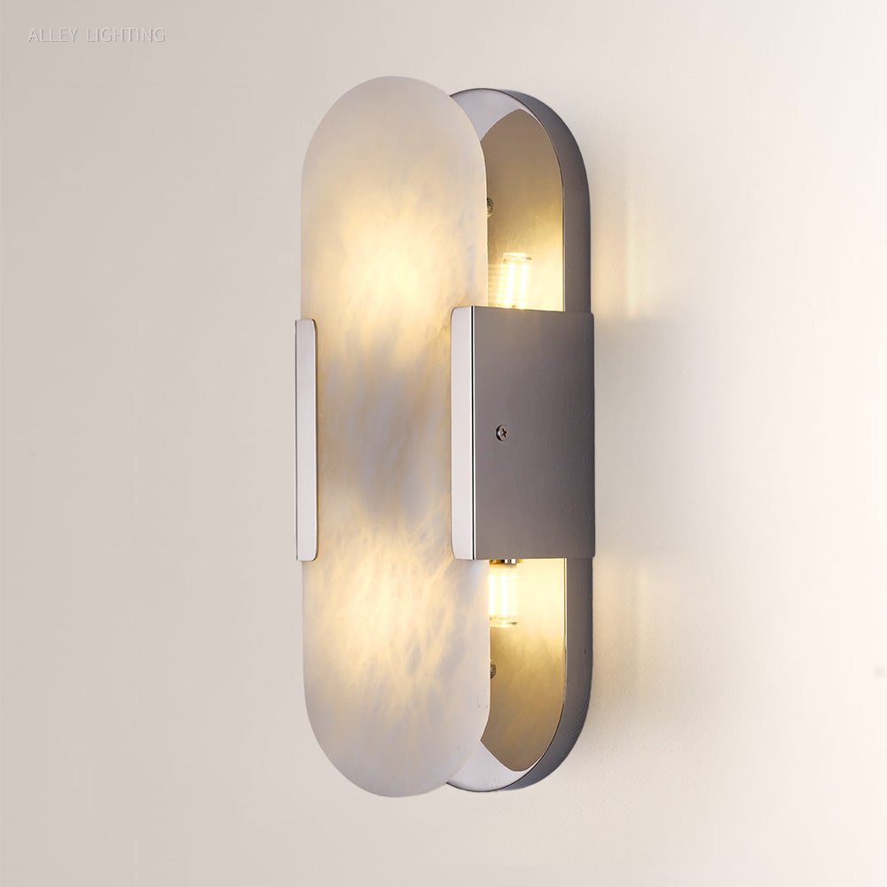 Modern OpalEdge Oval Alabaster Wall Sconce