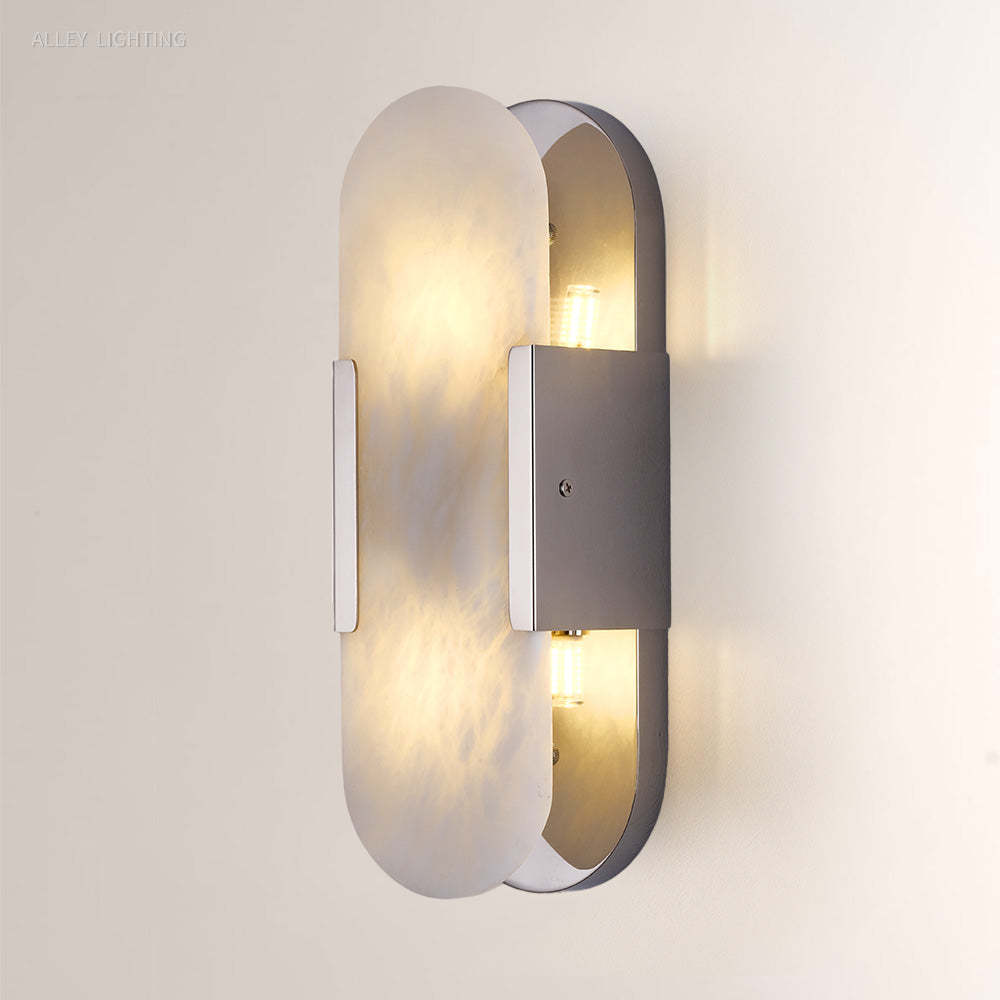 Modern OpalEdge Oval Alabaster Wall Sconce
