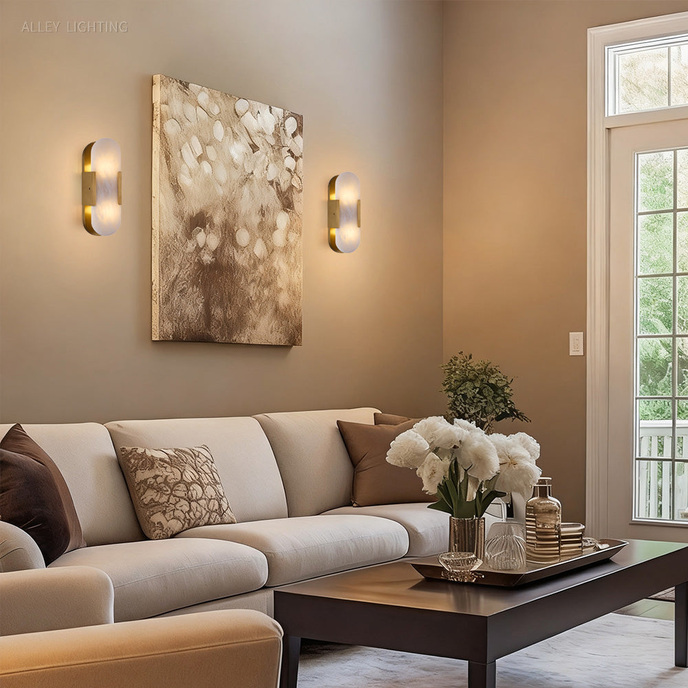 Modern OpalEdge Oval Alabaster Wall Sconce
