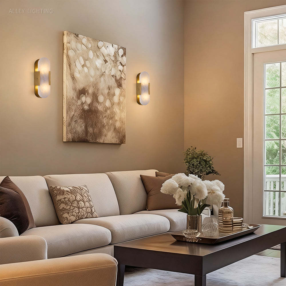 Modern OpalEdge Oval Alabaster Wall Sconce