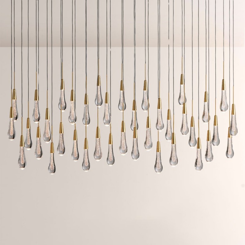 Rain Glass Soltaire Linear Chandelier