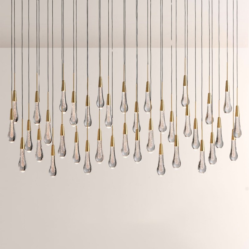 Rain Glass Soltaire Linear Chandelier