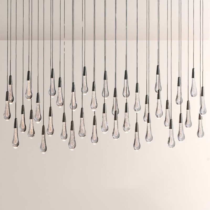 Rain Glass Soltaire Linear Chandelier