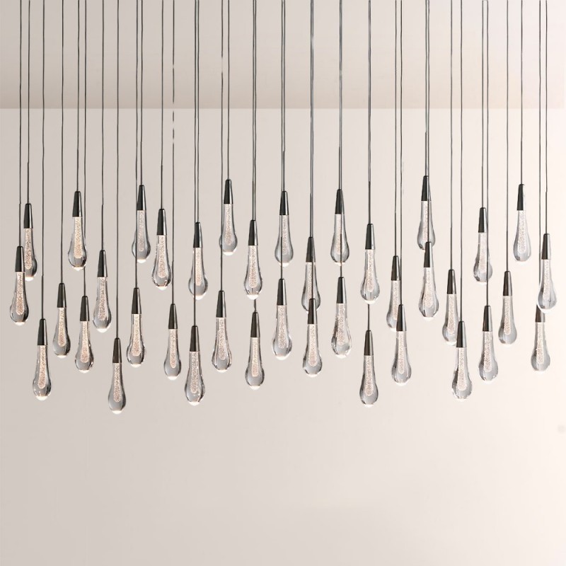 Rain Glass Soltaire Linear Chandelier