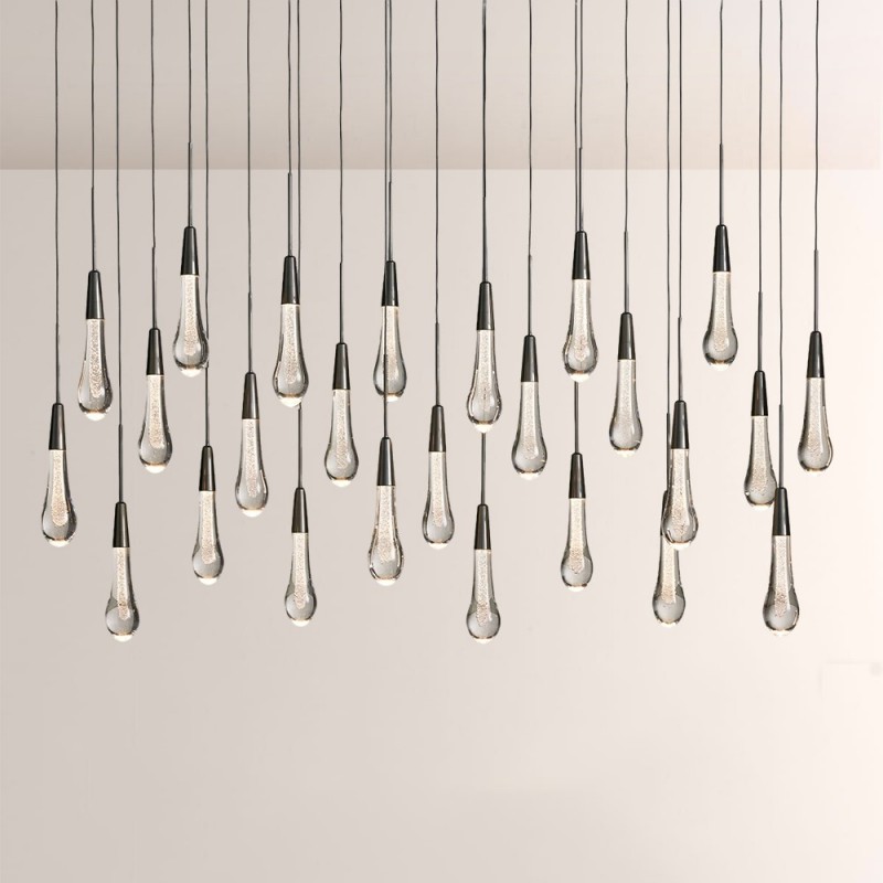 Rain Glass Soltaire Linear Chandelier