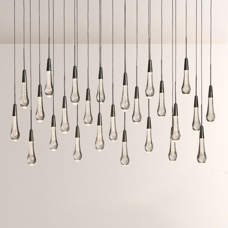Rain Glass Soltaire Linear Chandelier