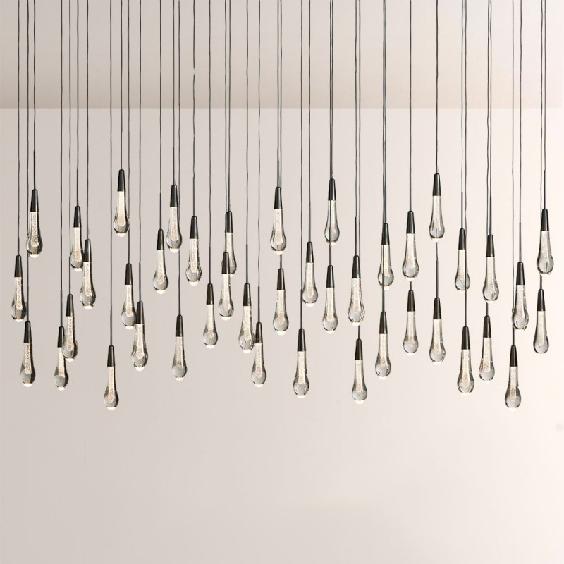 Rain Glass Soltaire Linear Chandelier