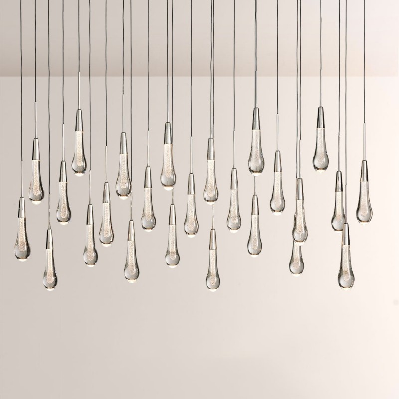 Rain Glass Soltaire Linear Chandelier